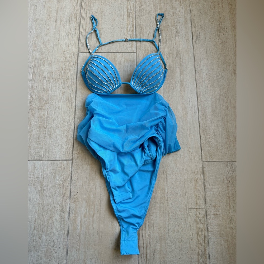 Oh Polly Cutout Ruched Bodysuit - Blue